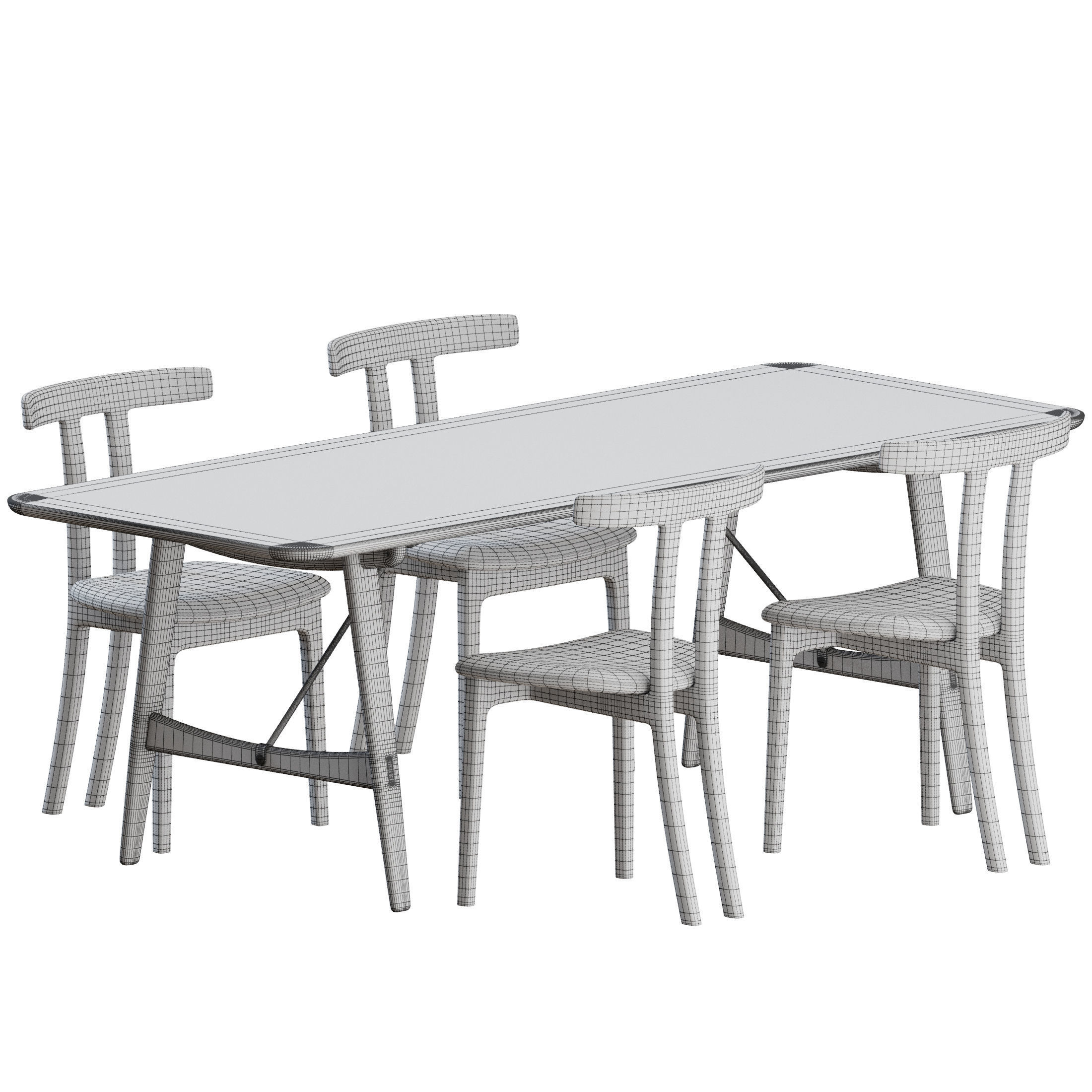 Dinning set by carl hansen 3D model_2