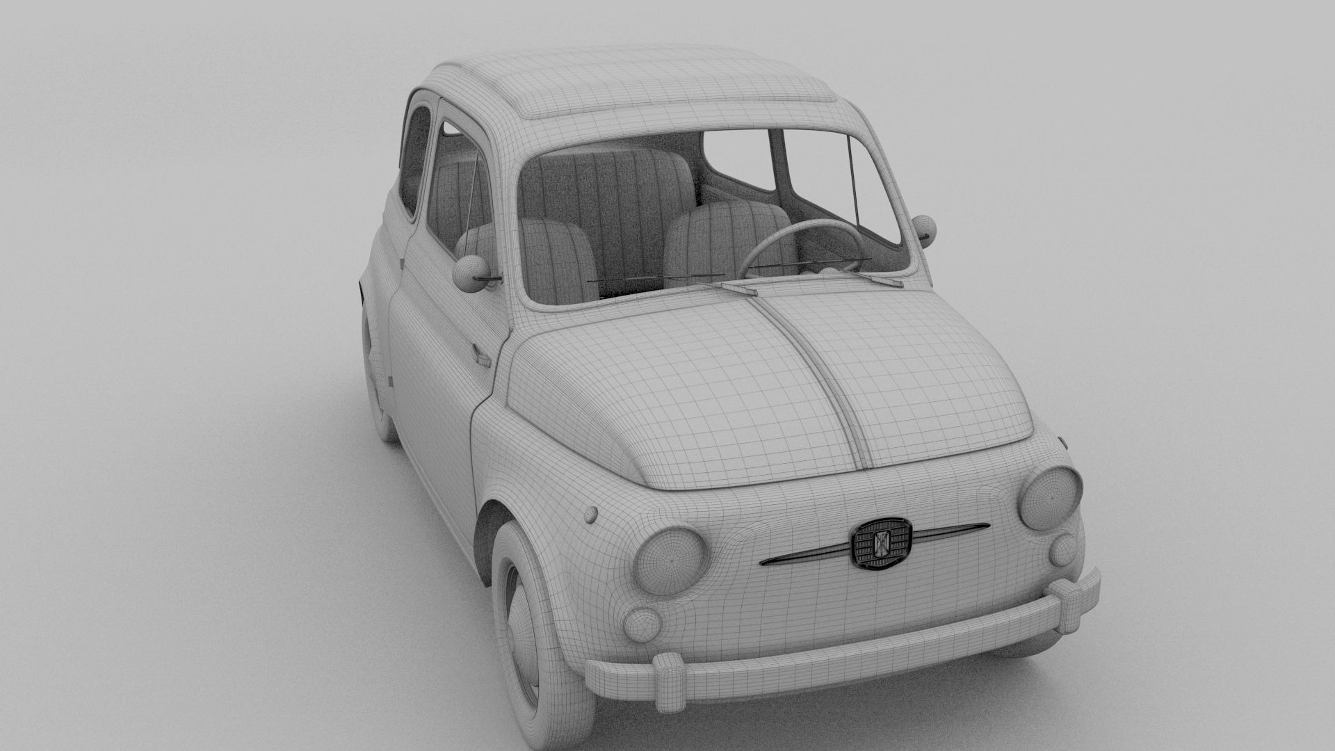 Fiat 500 Nuova 1957 with interior HDRI 3D model_12