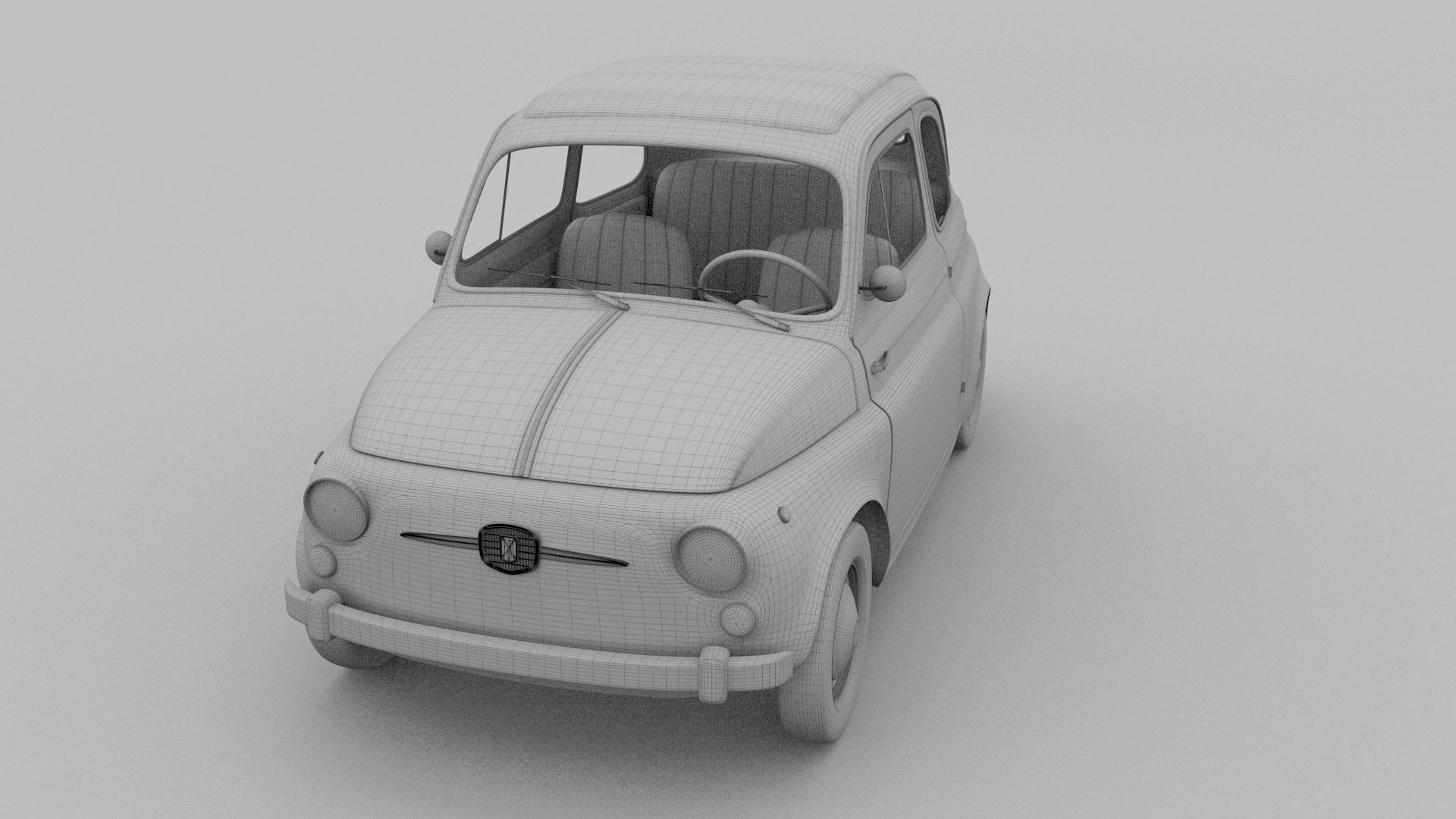 Fiat 500 Nuova 1957 with interior HDRI 3D model_16