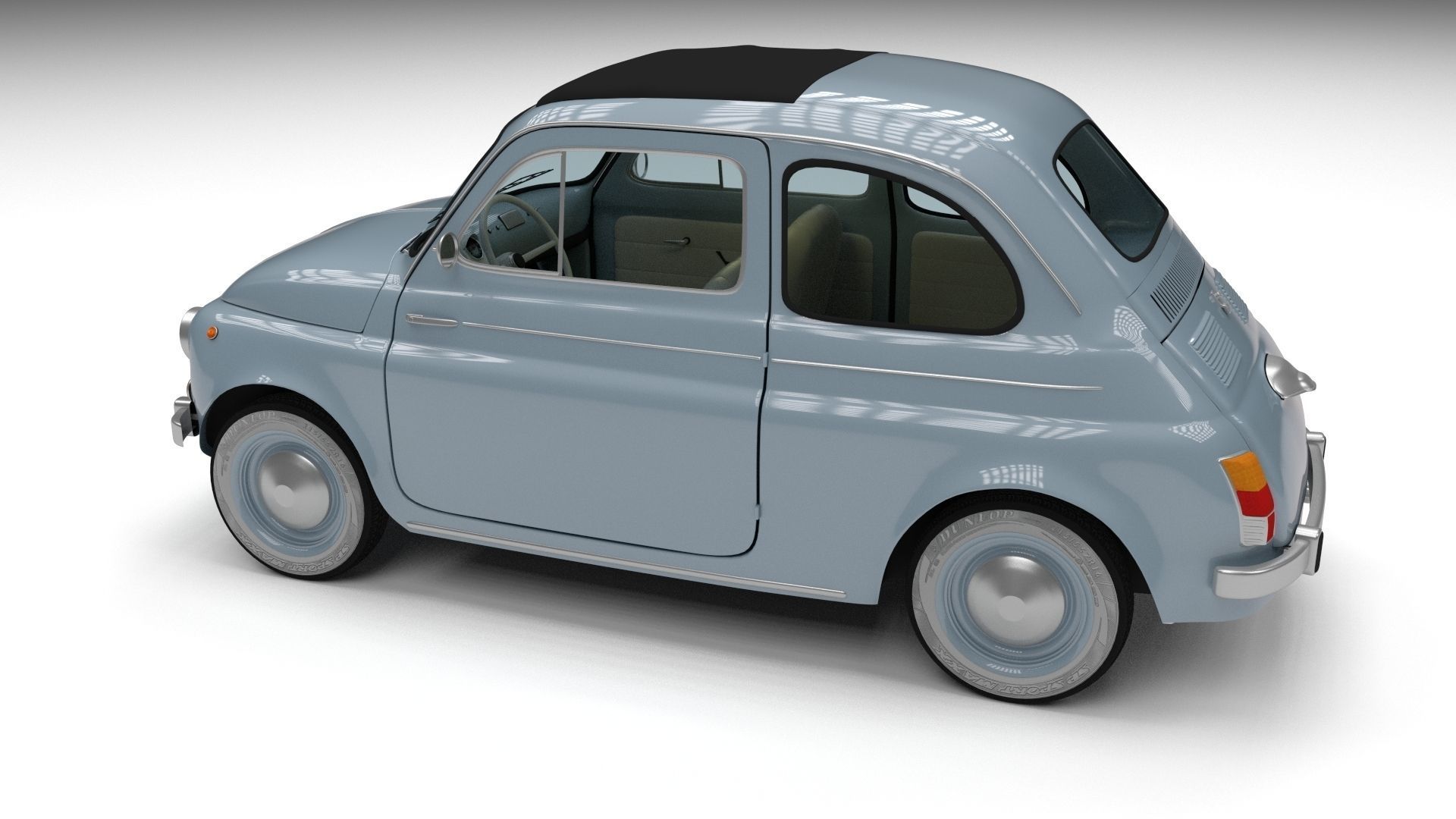 Fiat 500 Nuova 1957 with interior HDRI 3D model_7