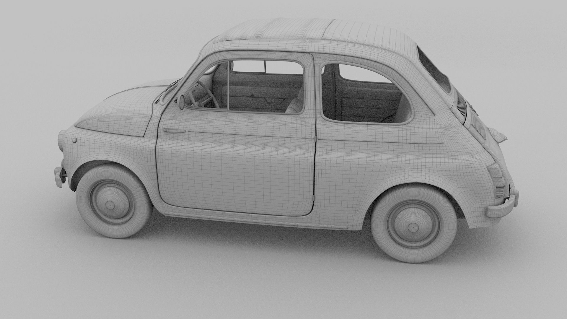 Fiat 500 Nuova 1957 with interior HDRI 3D model_41