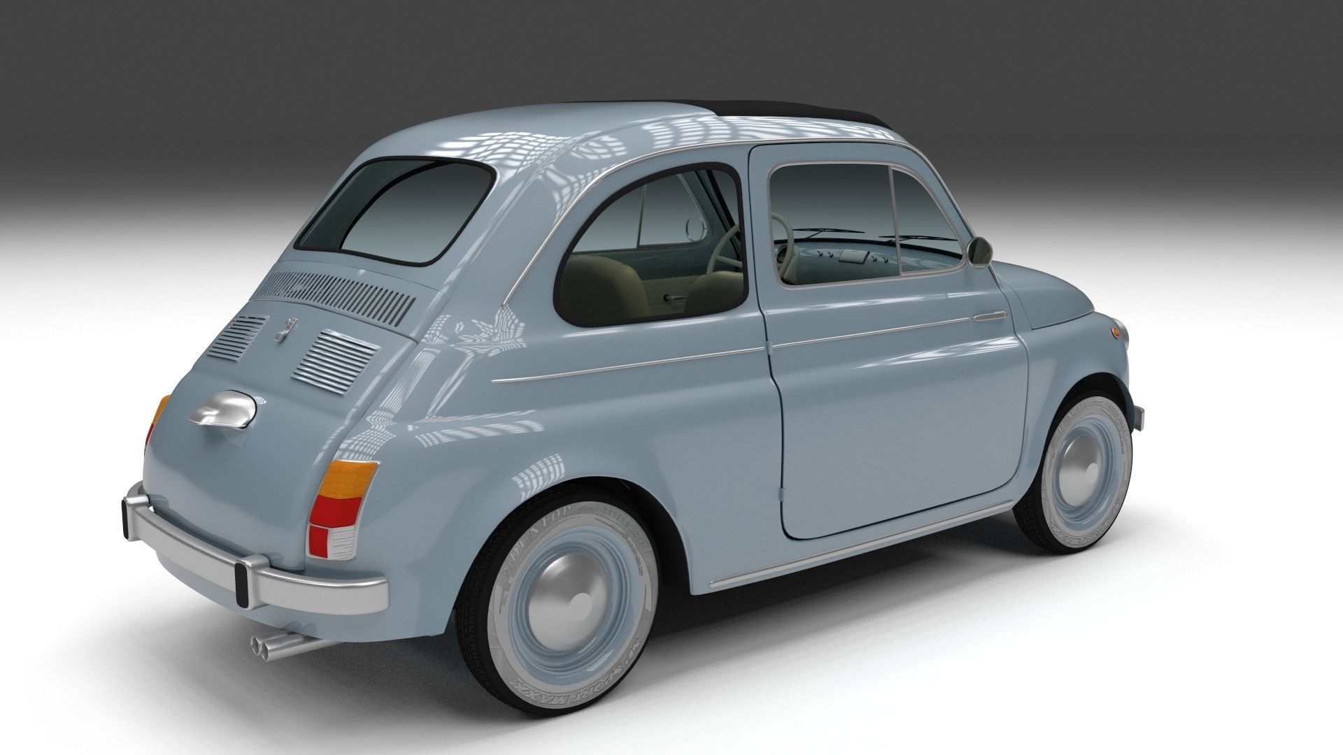 Fiat 500 Nuova 1957 with interior HDRI 3D model_3
