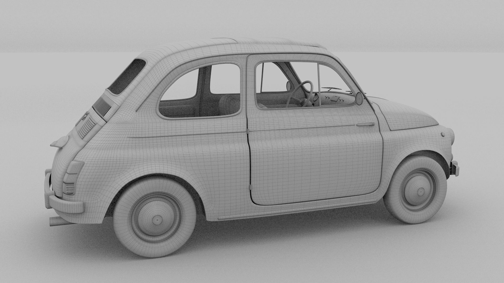 Fiat 500 Nuova 1957 with interior HDRI 3D model_15
