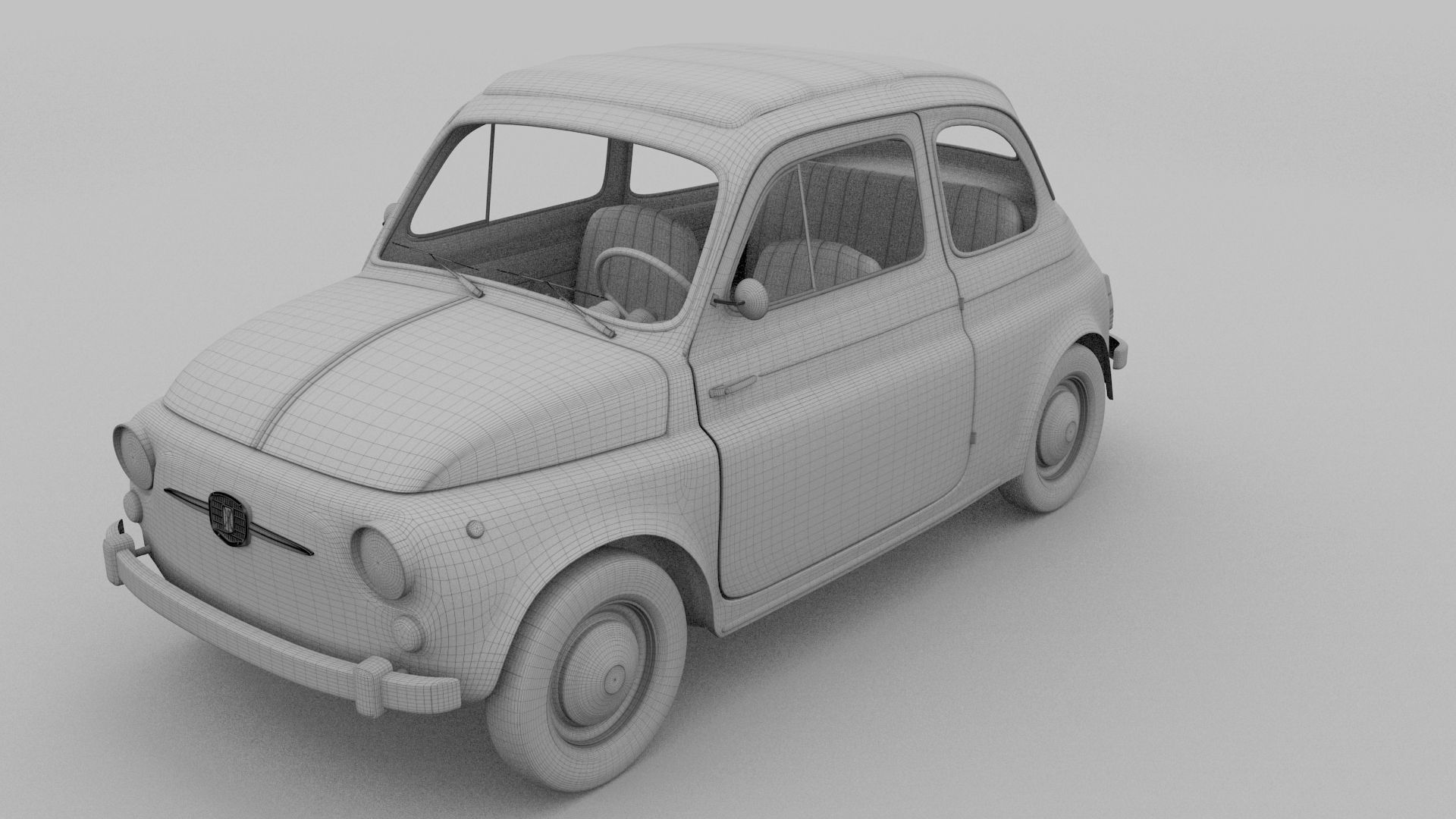 Fiat 500 Nuova 1957 with interior HDRI 3D model_33