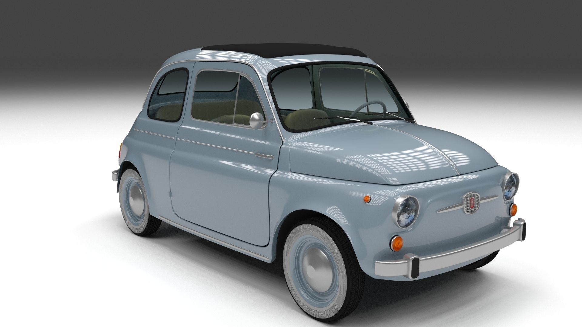 Fiat 500 Nuova 1957 with interior HDRI 3D model_6