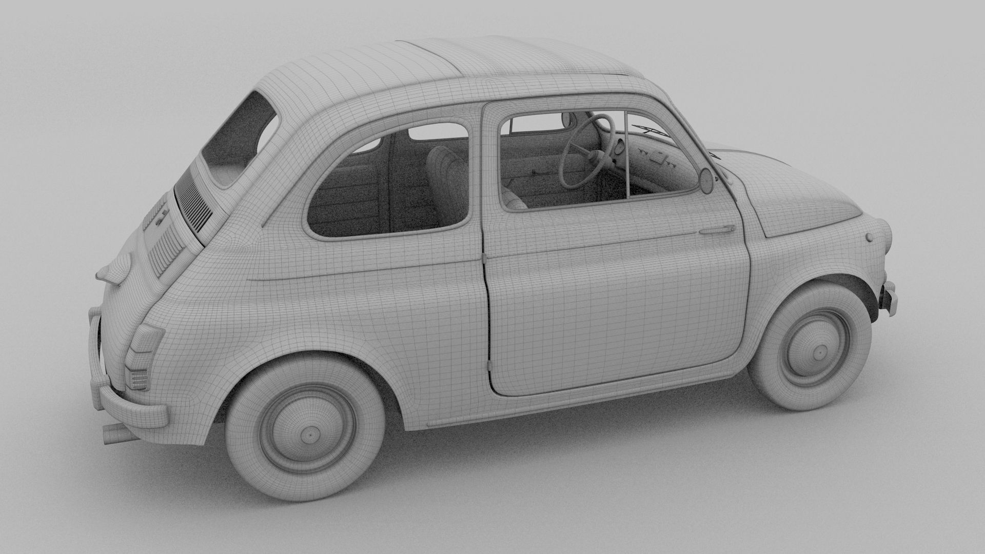 Fiat 500 Nuova 1957 with interior HDRI 3D model_36
