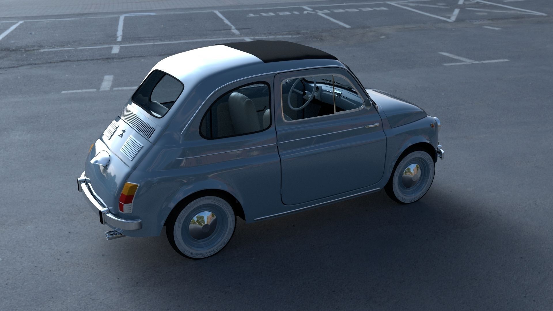 Fiat 500 Nuova 1957 with interior HDRI 3D model_17