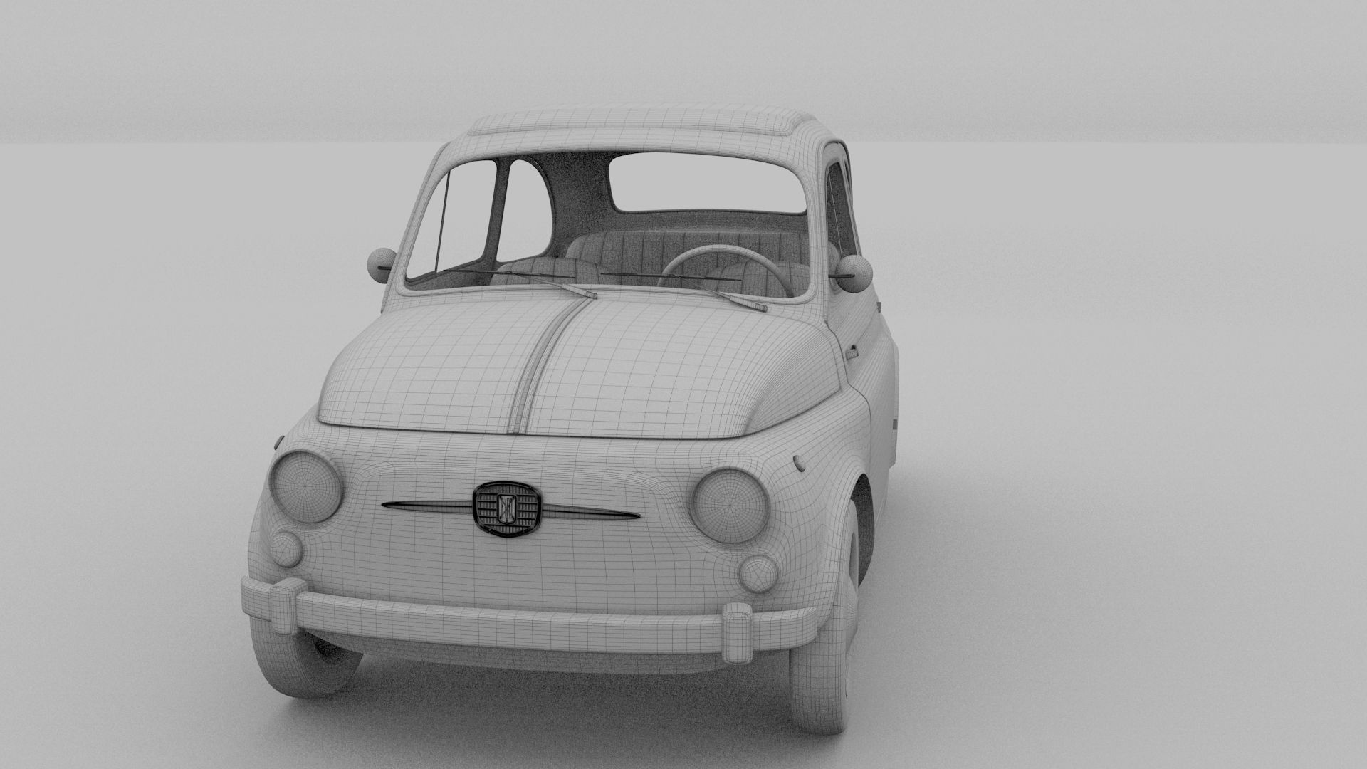 Fiat 500 Nuova 1957 with interior HDRI 3D model_11