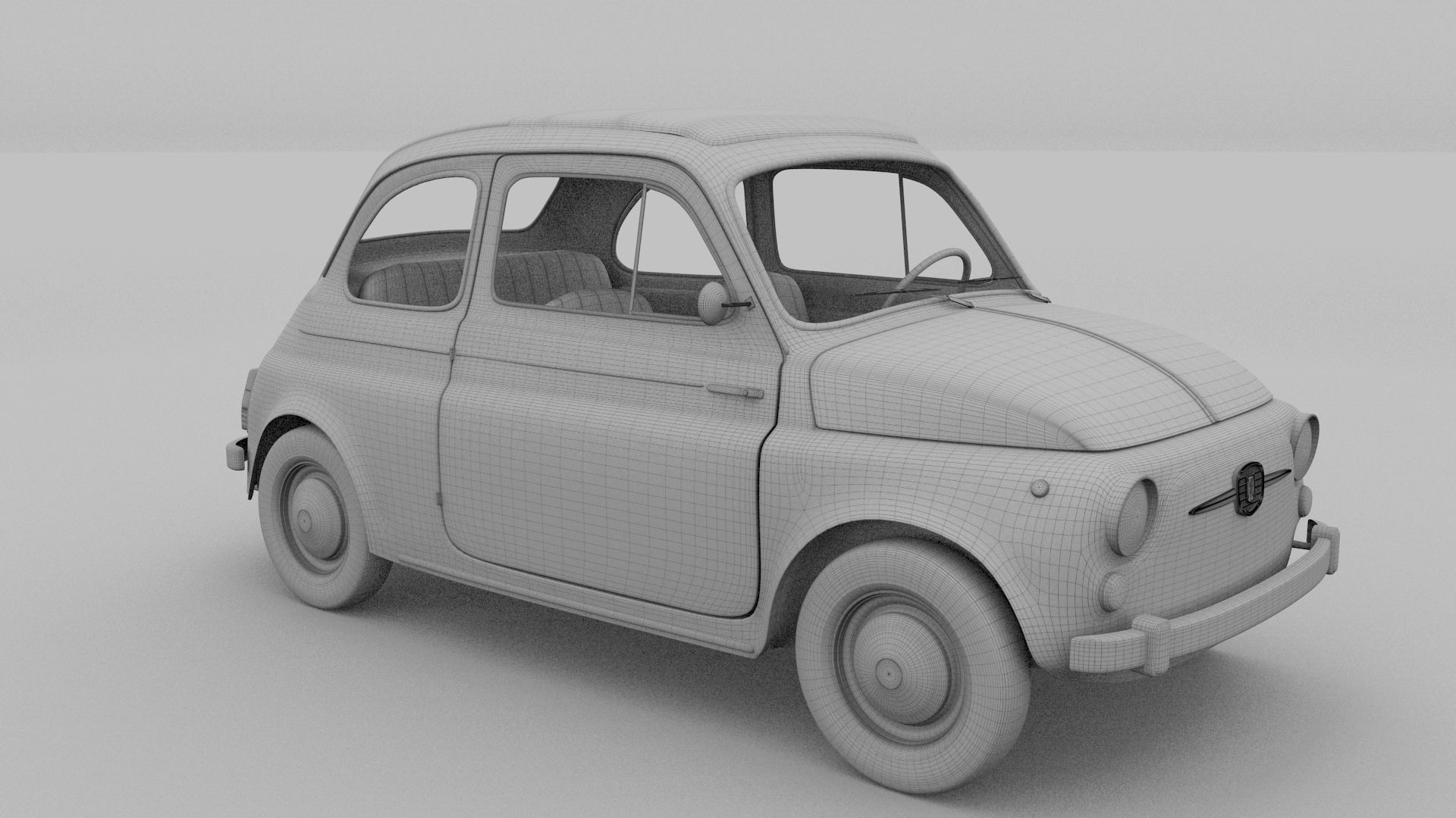 Fiat 500 Nuova 1957 with interior HDRI 3D model_14