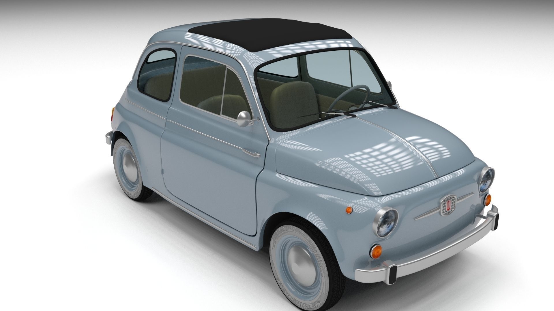 Fiat 500 Nuova 1957 with interior HDRI 3D model_13