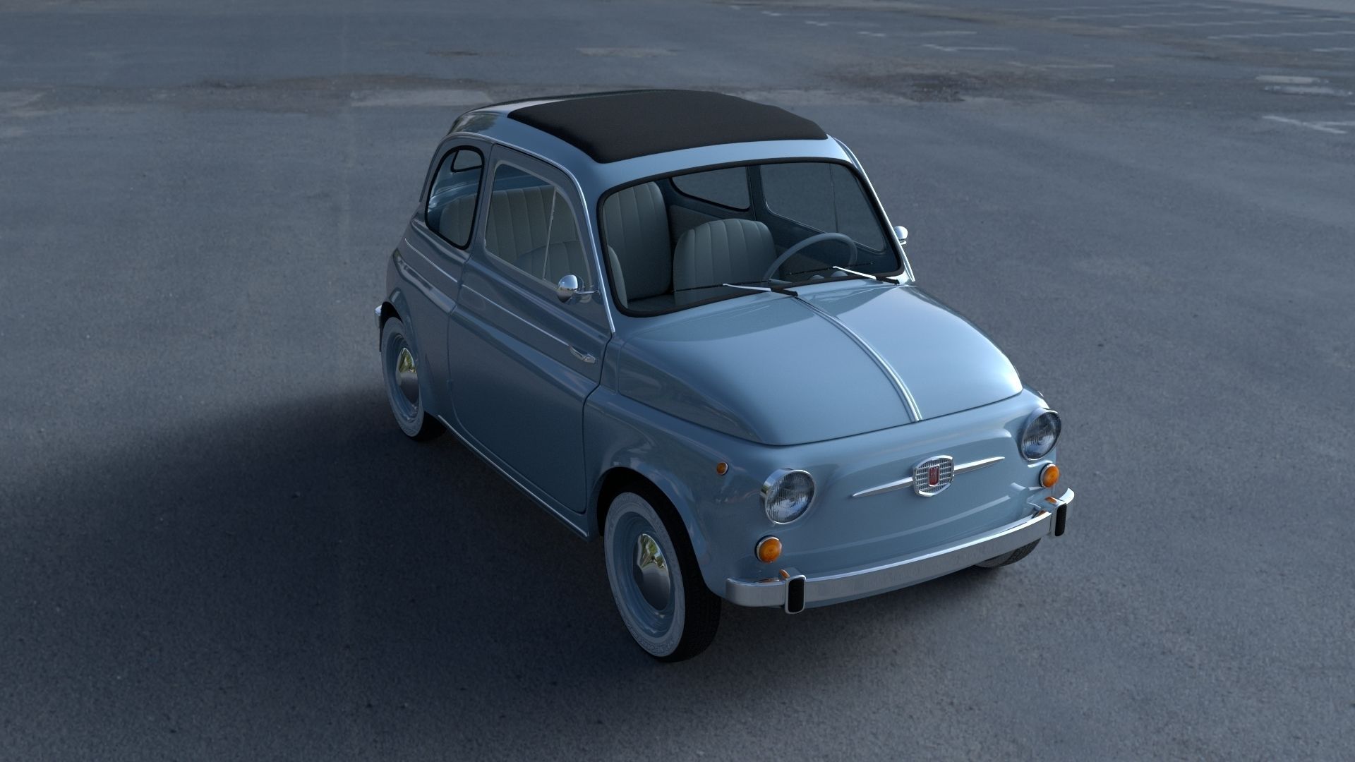 Fiat 500 Nuova 1957 with interior HDRI 3D model_1