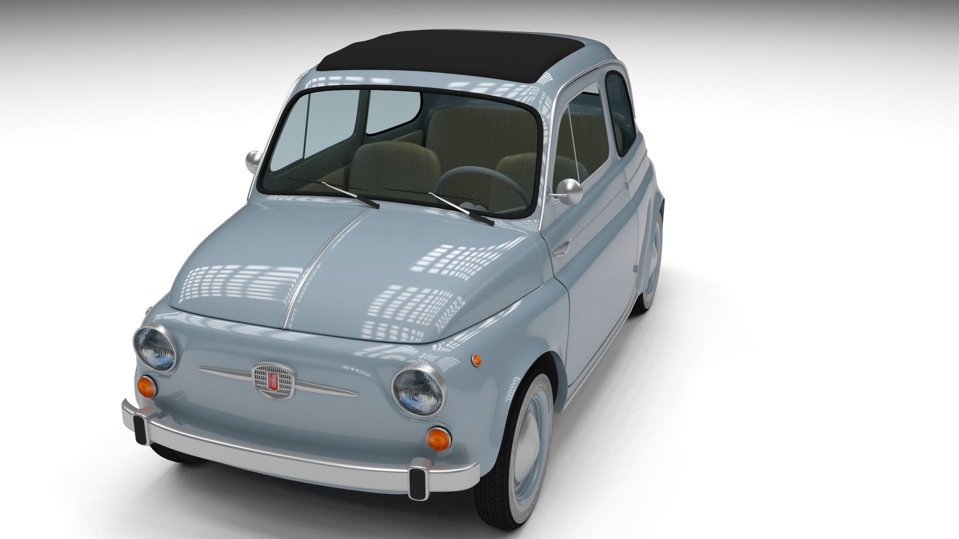 Fiat 500 Nuova 1957 with interior HDRI 3D model_5
