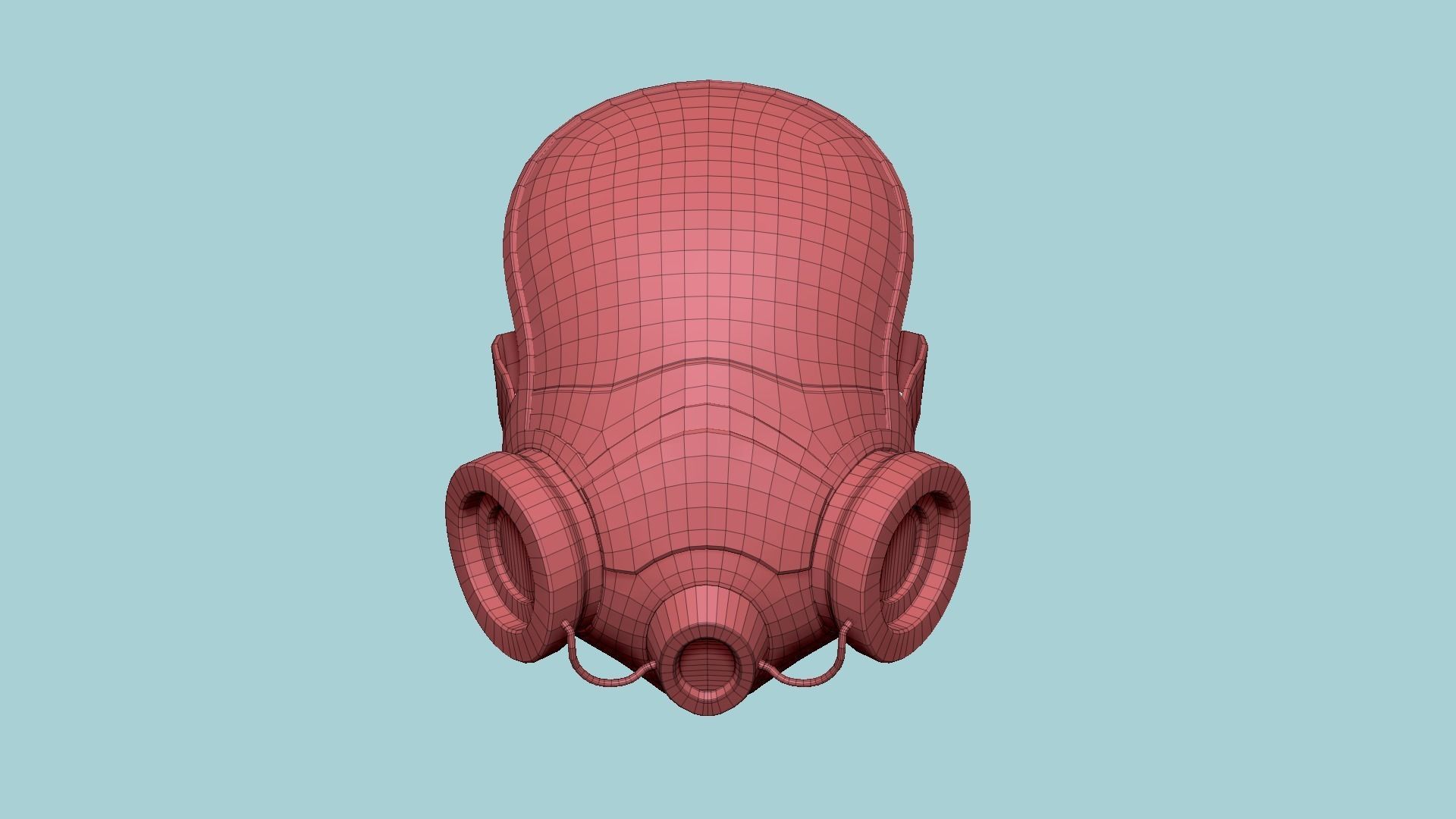 Gas Mask A2 Red Full Face- Character Design Fashion Low-poly 3D model_13