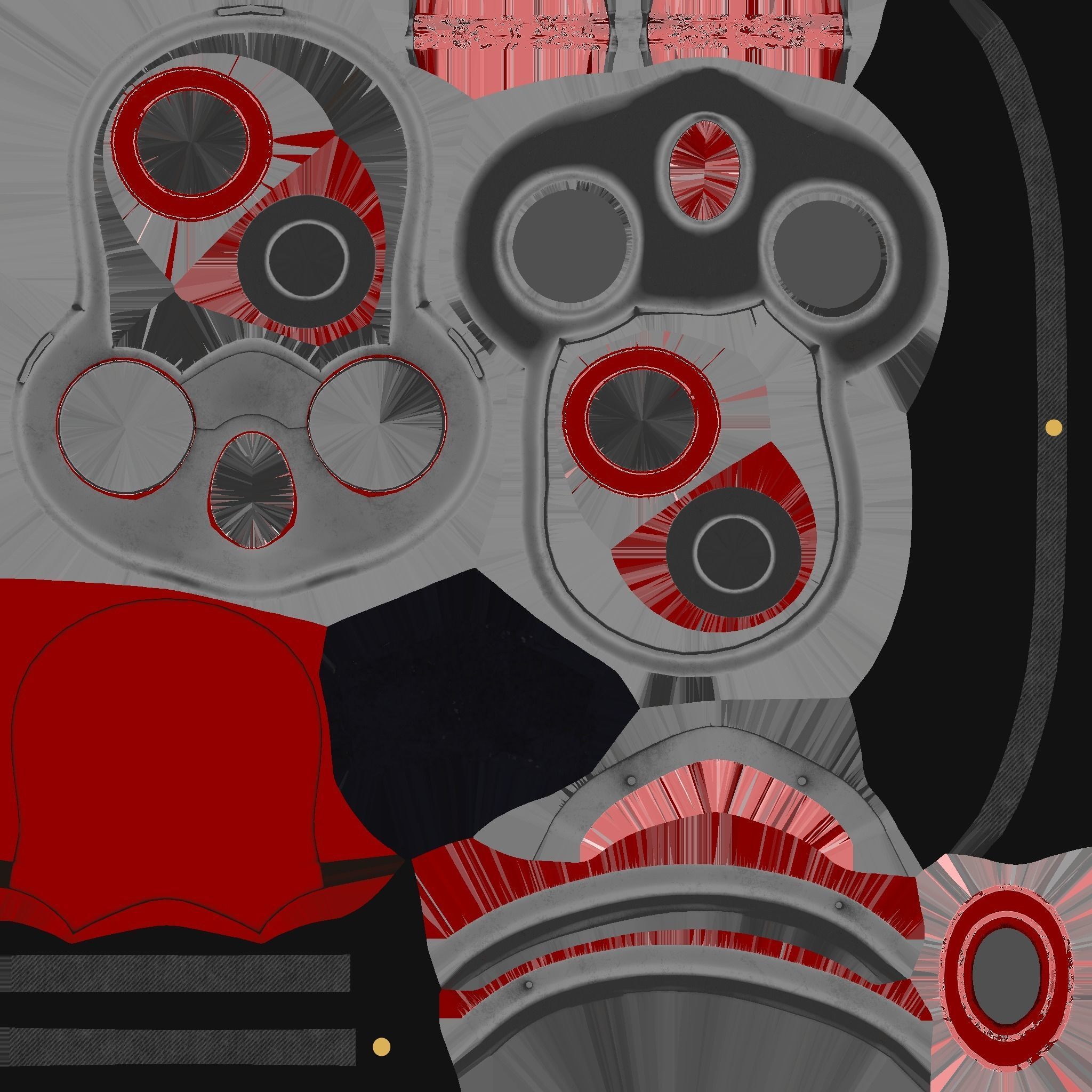 Gas Mask A2 Red Full Face- Character Design Fashion Low-poly 3D model_18