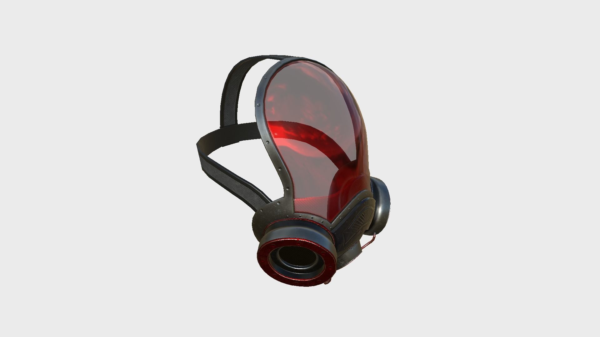 Gas Mask A2 Red Full Face- Character Design Fashion Low-poly 3D model_2