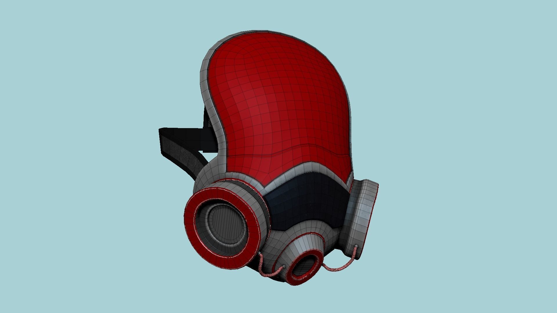 Gas Mask A2 Red Full Face- Character Design Fashion Low-poly 3D model_6
