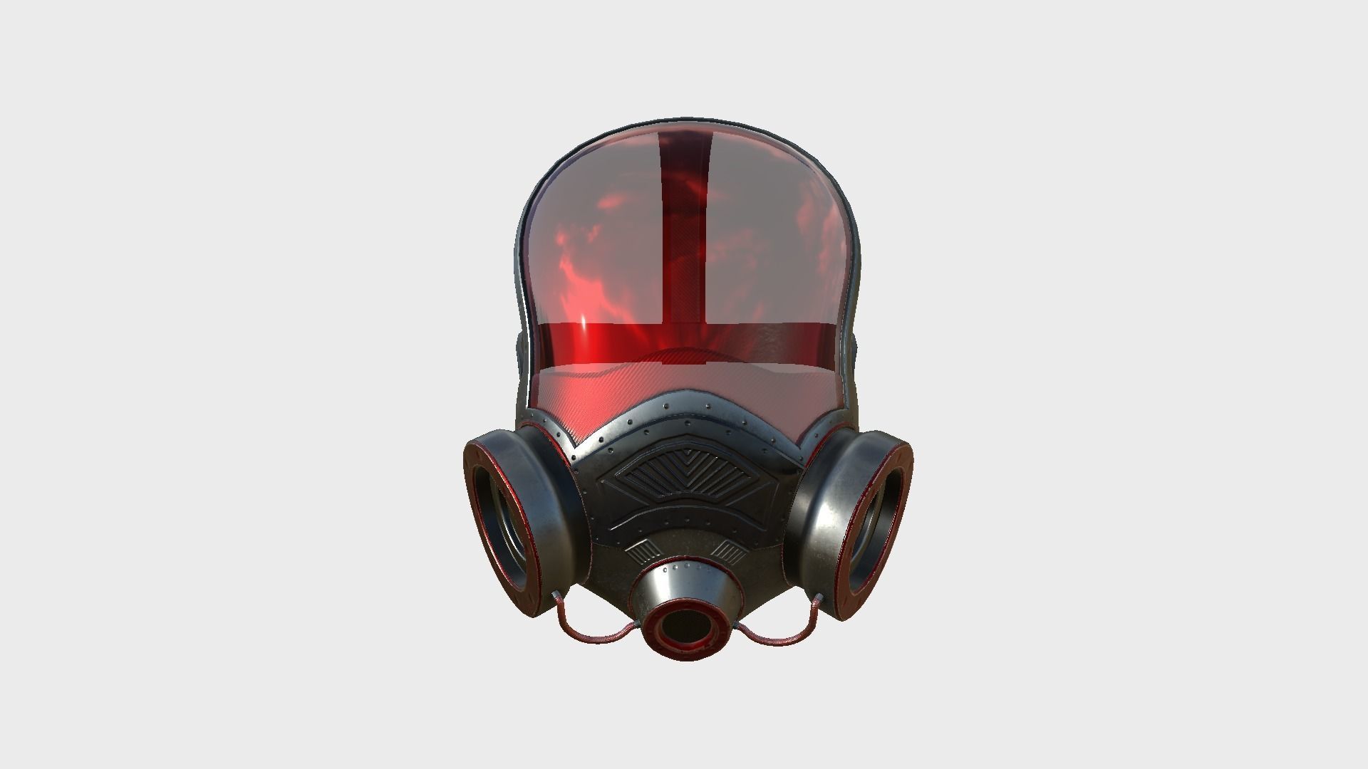 Gas Mask A2 Red Full Face- Character Design Fashion Low-poly 3D model_1
