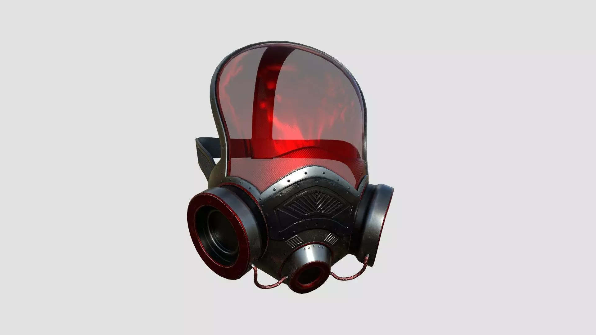 Gas Mask A2 Red Full Face- Character Design Fashion Low-poly 3D model_0