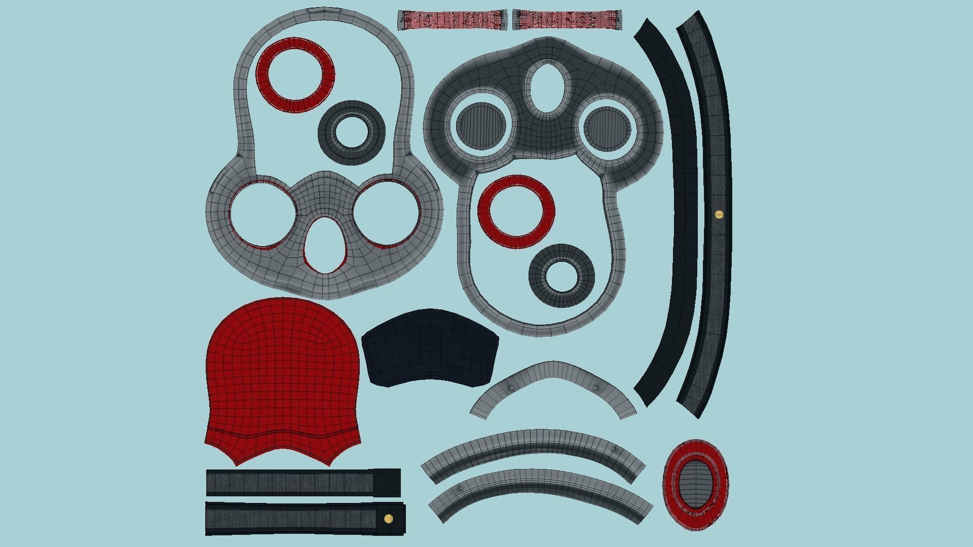 Gas Mask A2 Red Full Face- Character Design Fashion Low-poly 3D model_5