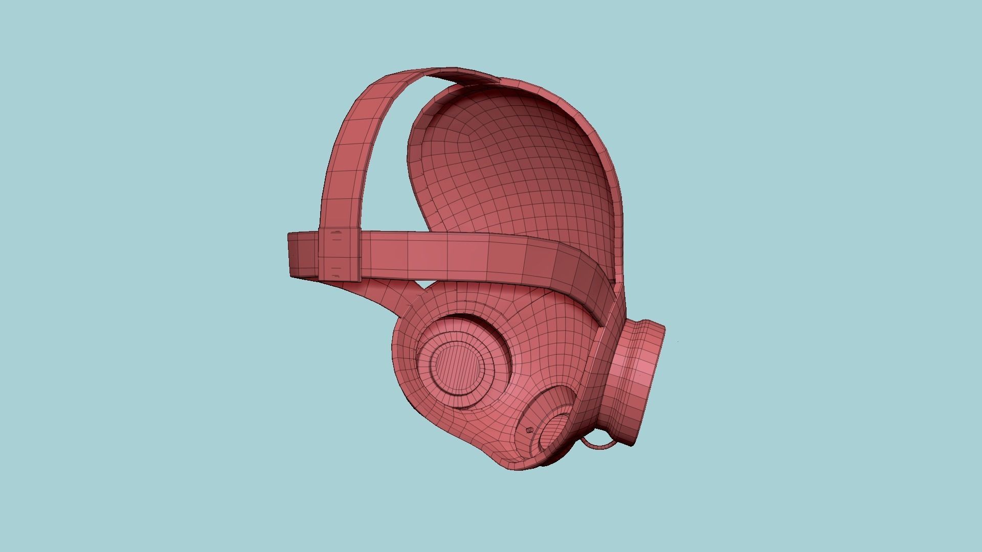 Gas Mask A2 Red Full Face- Character Design Fashion Low-poly 3D model_15
