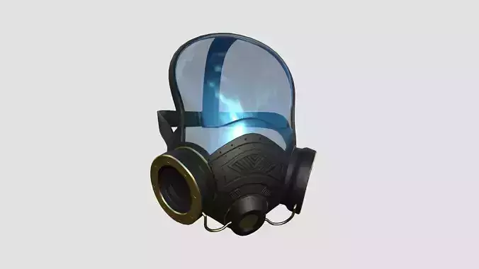 Gas Mask A3 Black Gold Full Face- Character Design Fashion Low-poly 3D model