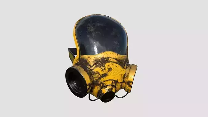 Gas Mask A4 Yellow Dirt Full Face- Character Design Fashion Low-poly 3D model