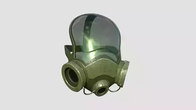 Gas Mask A7 Green Full Face- Character Design Fashion Low-poly 3D model