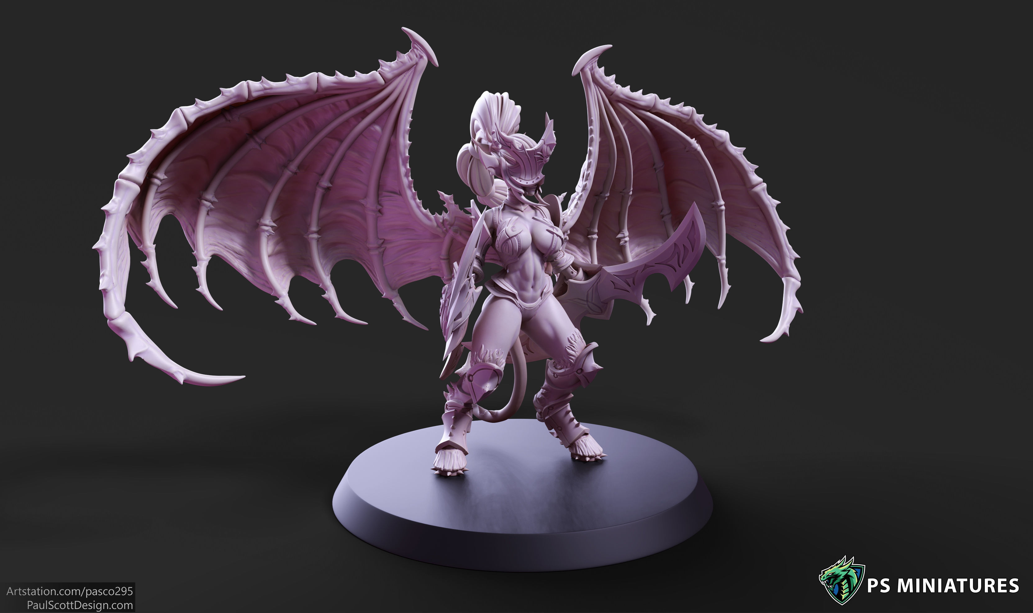 Drow Demonic Valkyrie Pose 2 - Includes Pinup Variant 3D print model_11