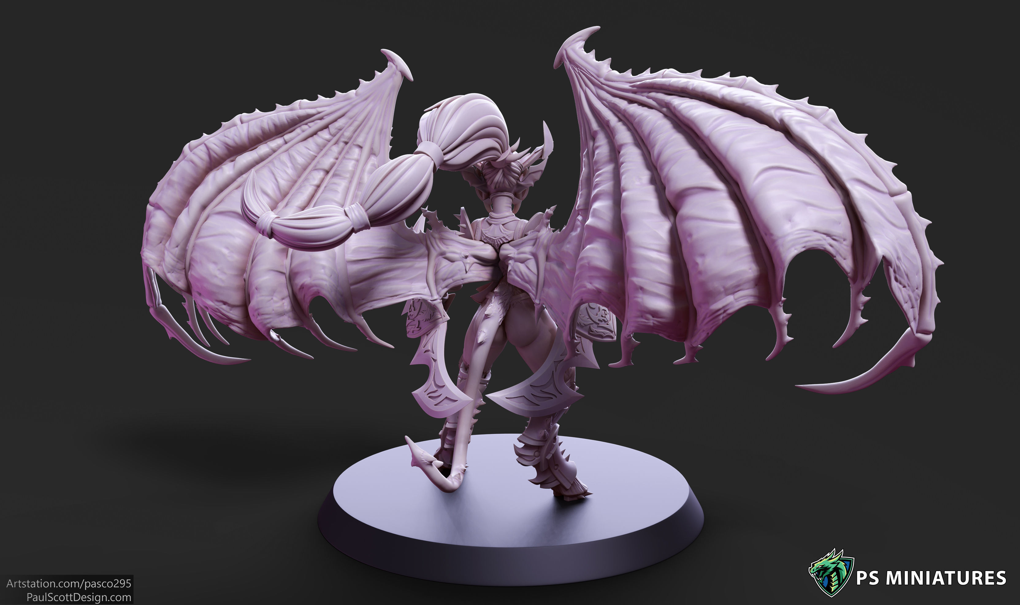 Drow Demonic Valkyrie Pose 2 - Includes Pinup Variant 3D print model_9