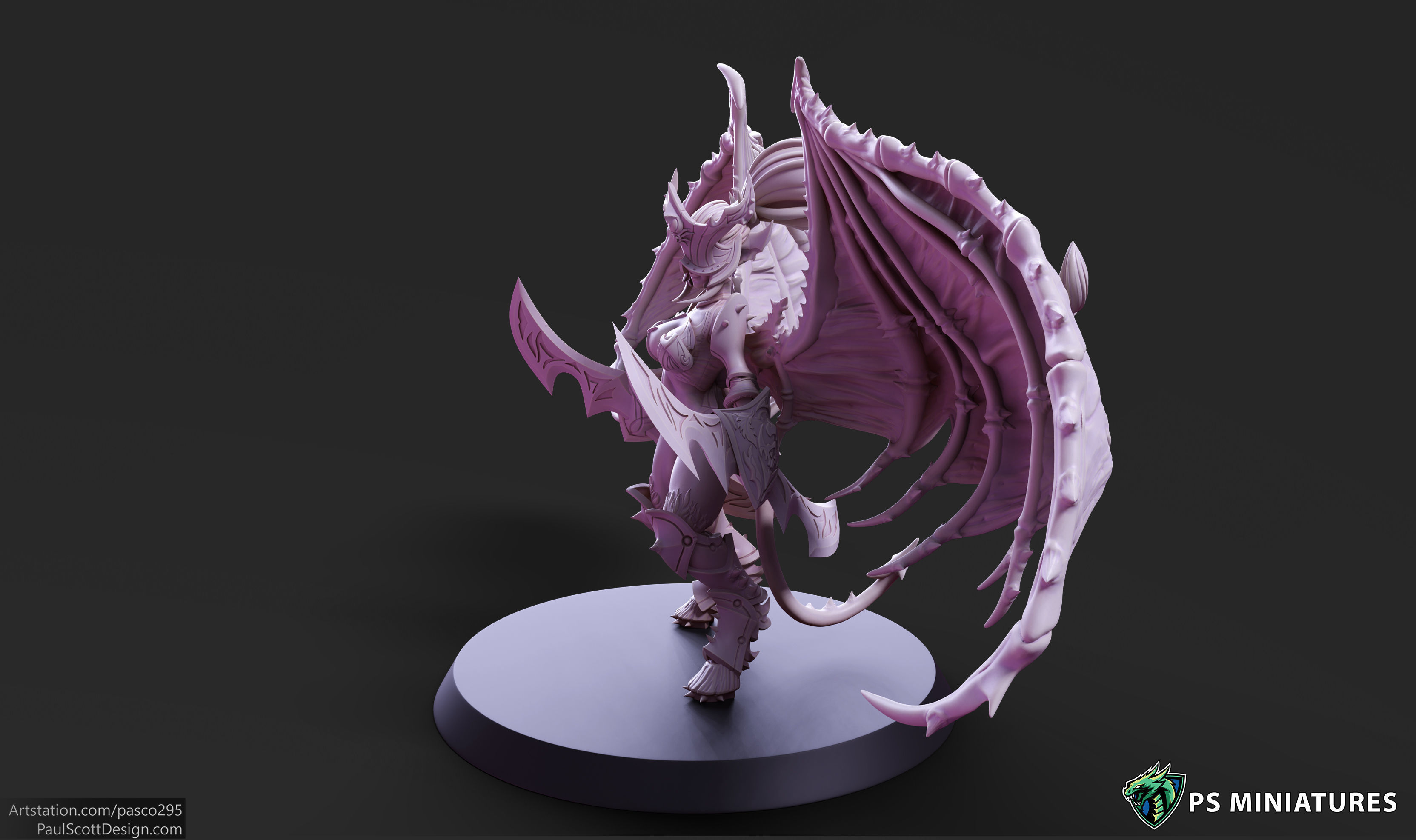Drow Demonic Valkyrie Pose 2 - Includes Pinup Variant 3D print model_10