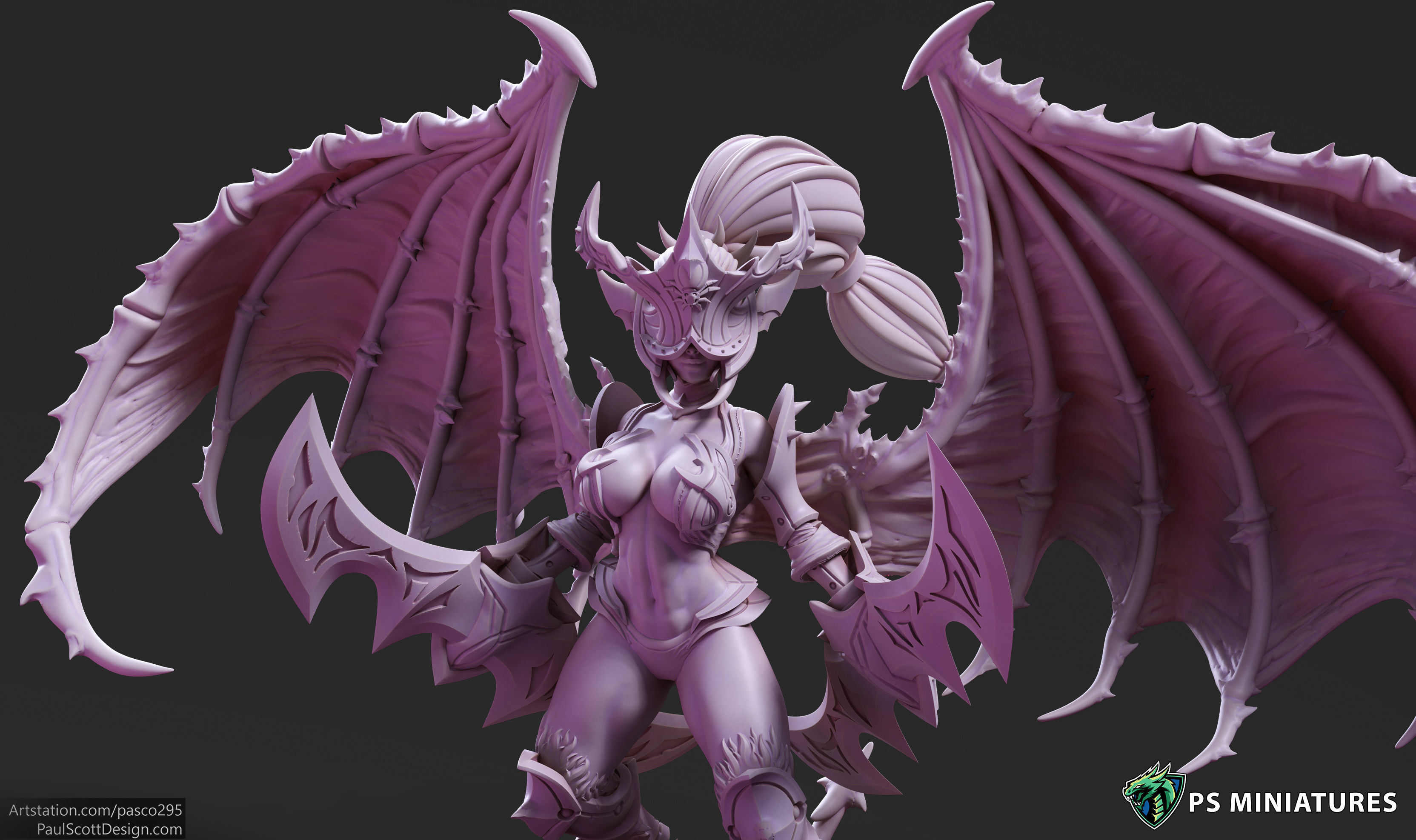 Drow Demonic Valkyrie Pose 2 - Includes Pinup Variant 3D print model_8