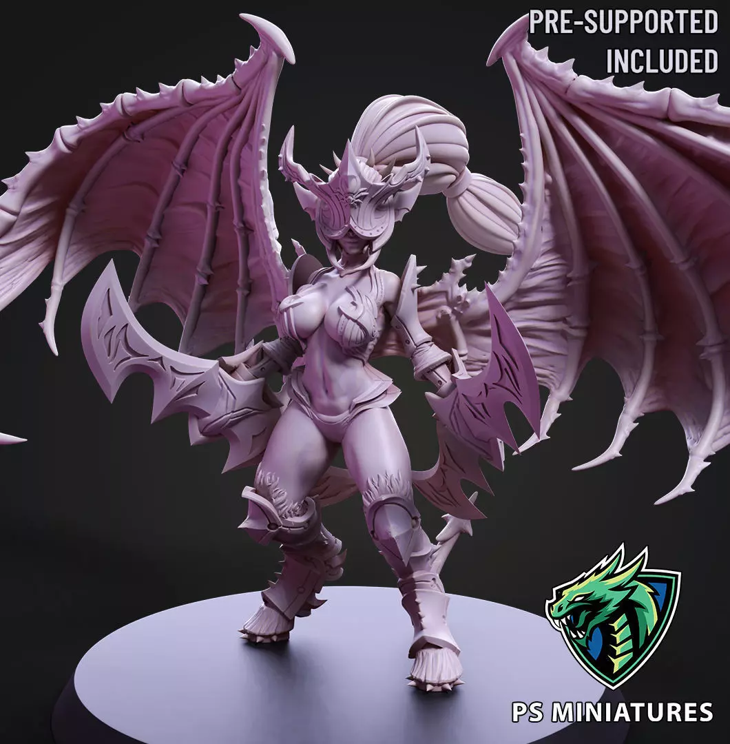 Drow Demonic Valkyrie Pose 2 - Includes Pinup Variant 3D print model_0