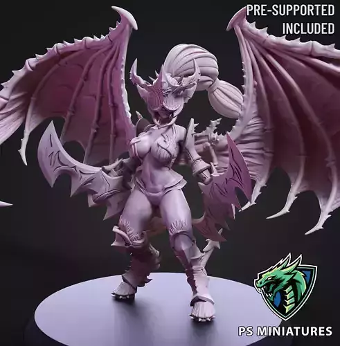 Drow Demonic Valkyrie Pose 2 - Includes Pinup Variant 3D print model