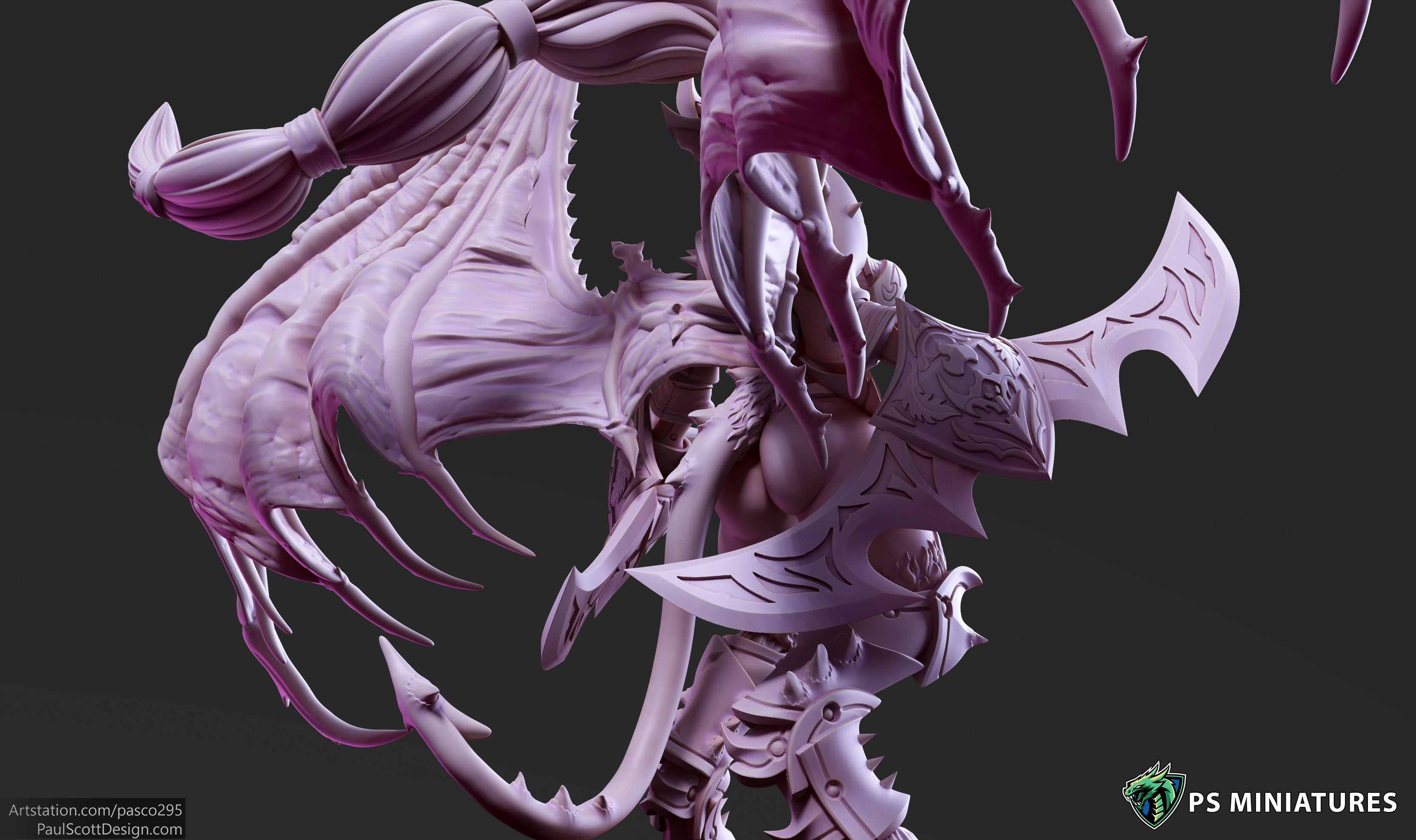Drow Demonic Valkyrie Pose 2 - Includes Pinup Variant 3D print model_6