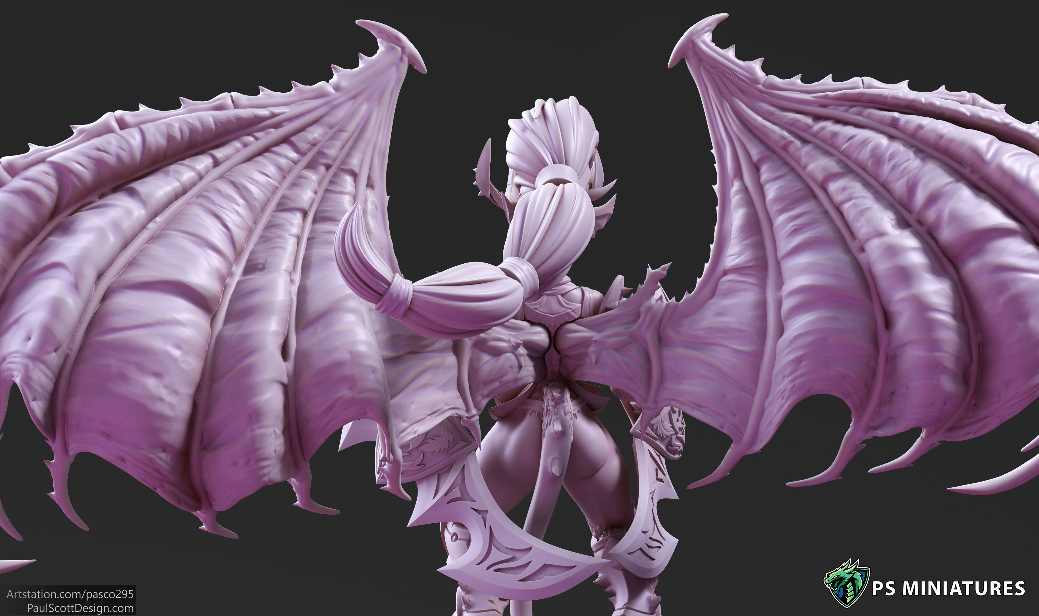 Drow Demonic Valkyrie Pose 2 - Includes Pinup Variant 3D print model_7