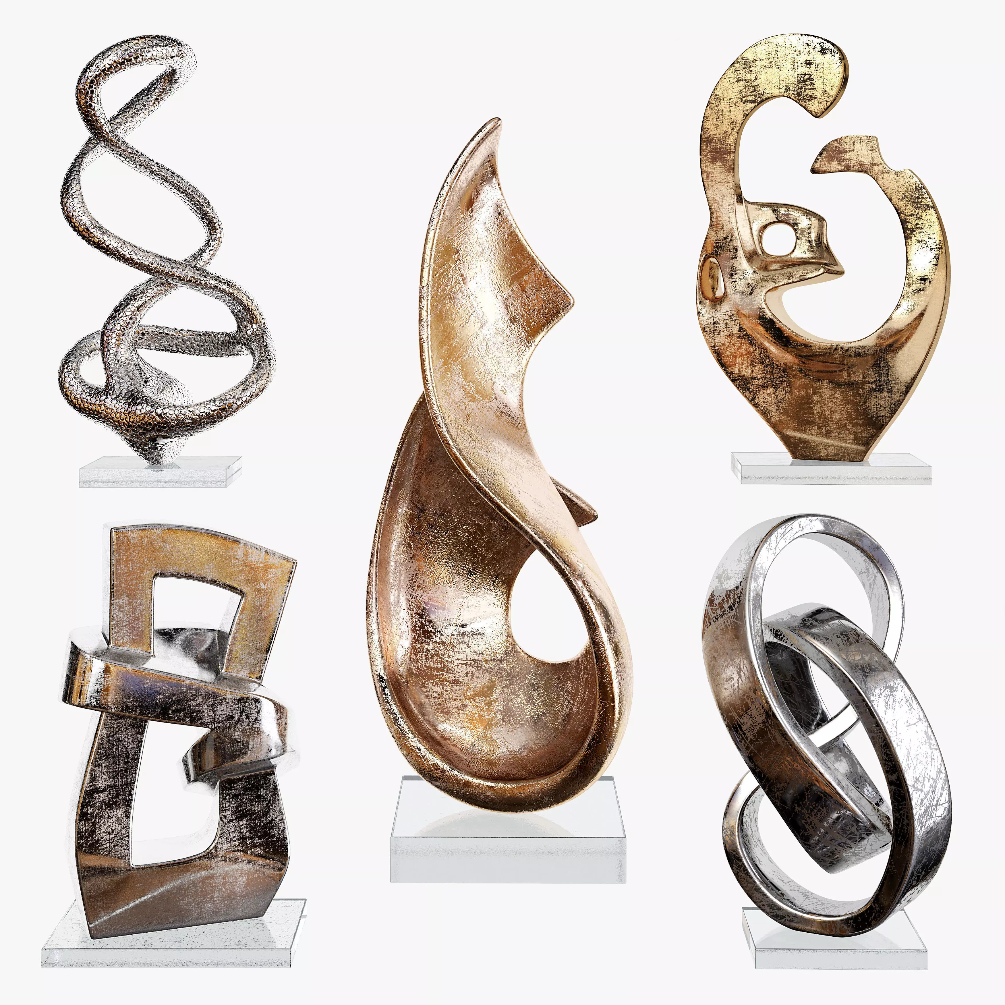 Abstract statuettes 01 3D model_0