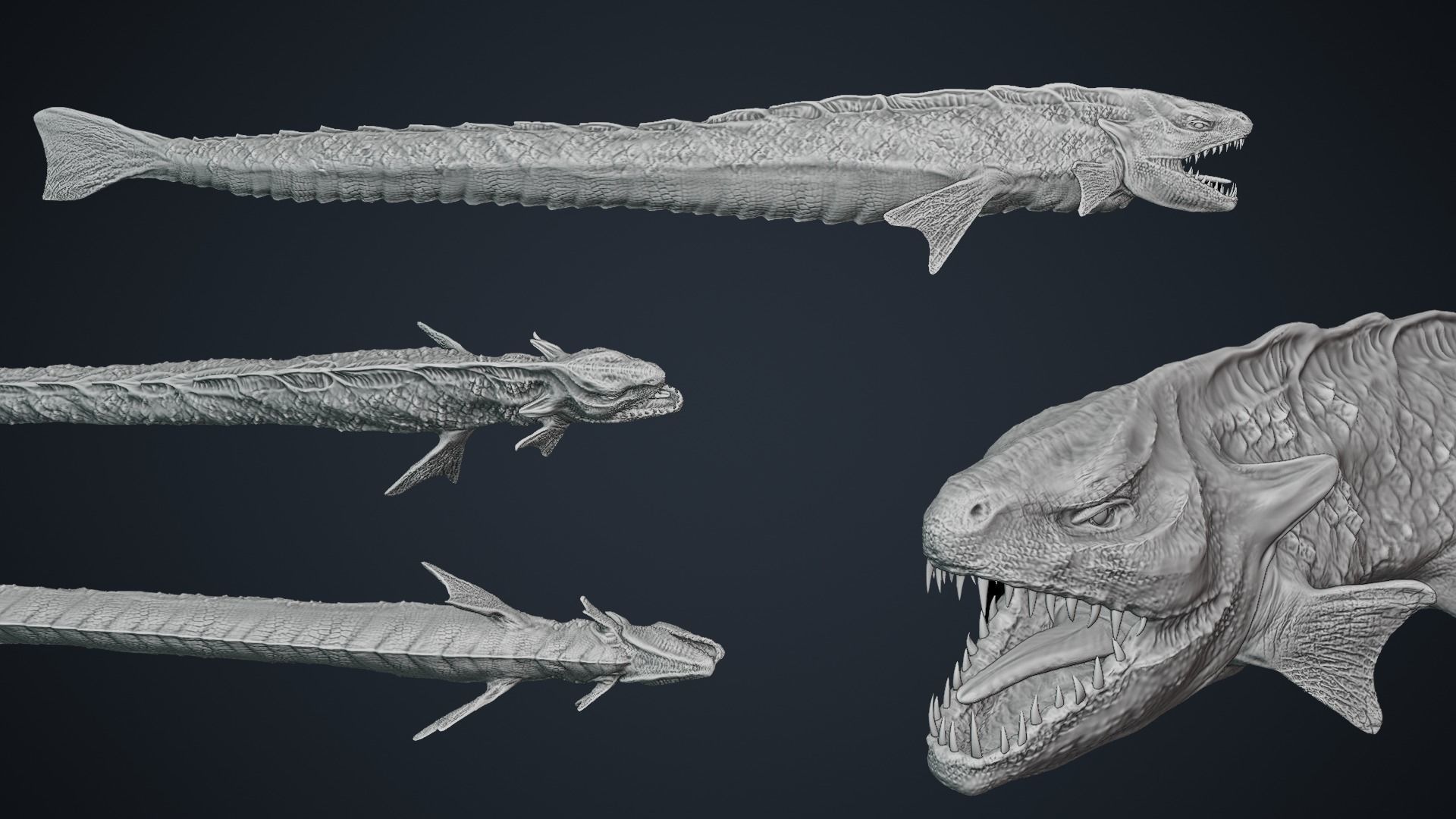 Sea snake Low-poly 3D model_13