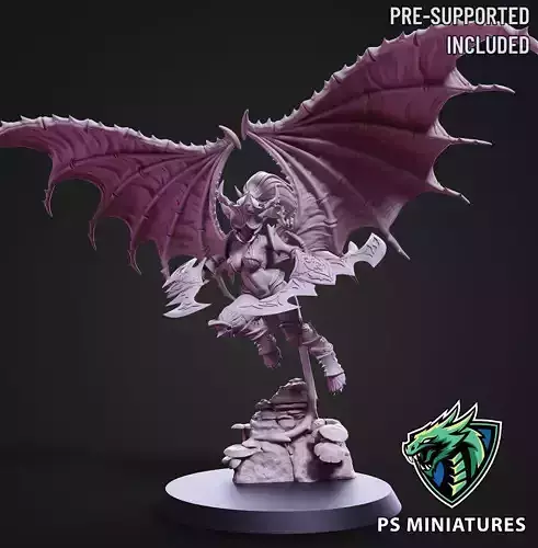 Drow Demonic Valkyrie Pose 3 - Includes Pinup Variant 3D print model