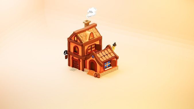 cartoon village house  Free 3D model