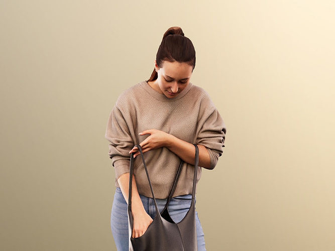 Noelle 12740 - Casual Woman Searching In Her Bag Low-poly 3D model
