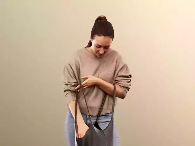 Noelle 12740 - Casual Woman Searching In Her Bag