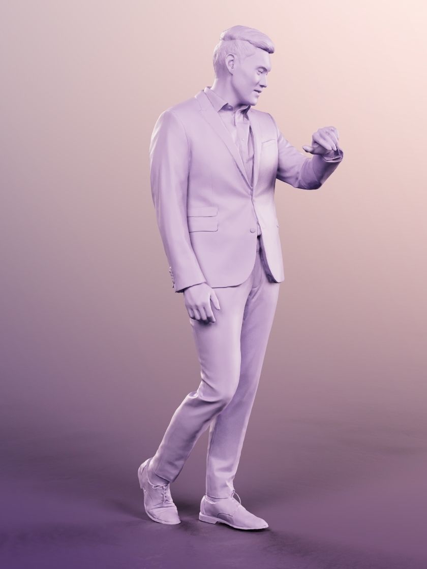 Karl 12692 - Standing Elegant Asian Man Watch Low-poly 3D model_5