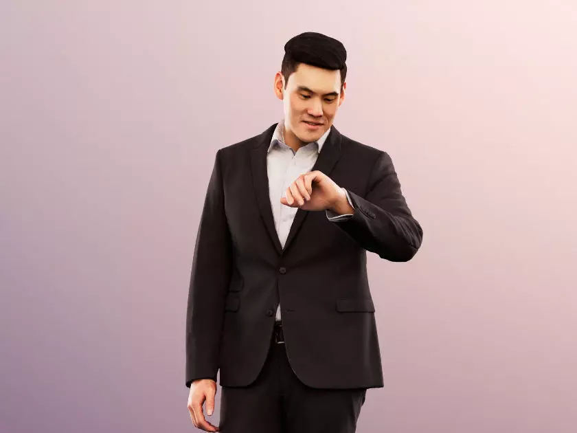 Karl 12692 - Standing Elegant Asian Man Watch Low-poly 3D model_0