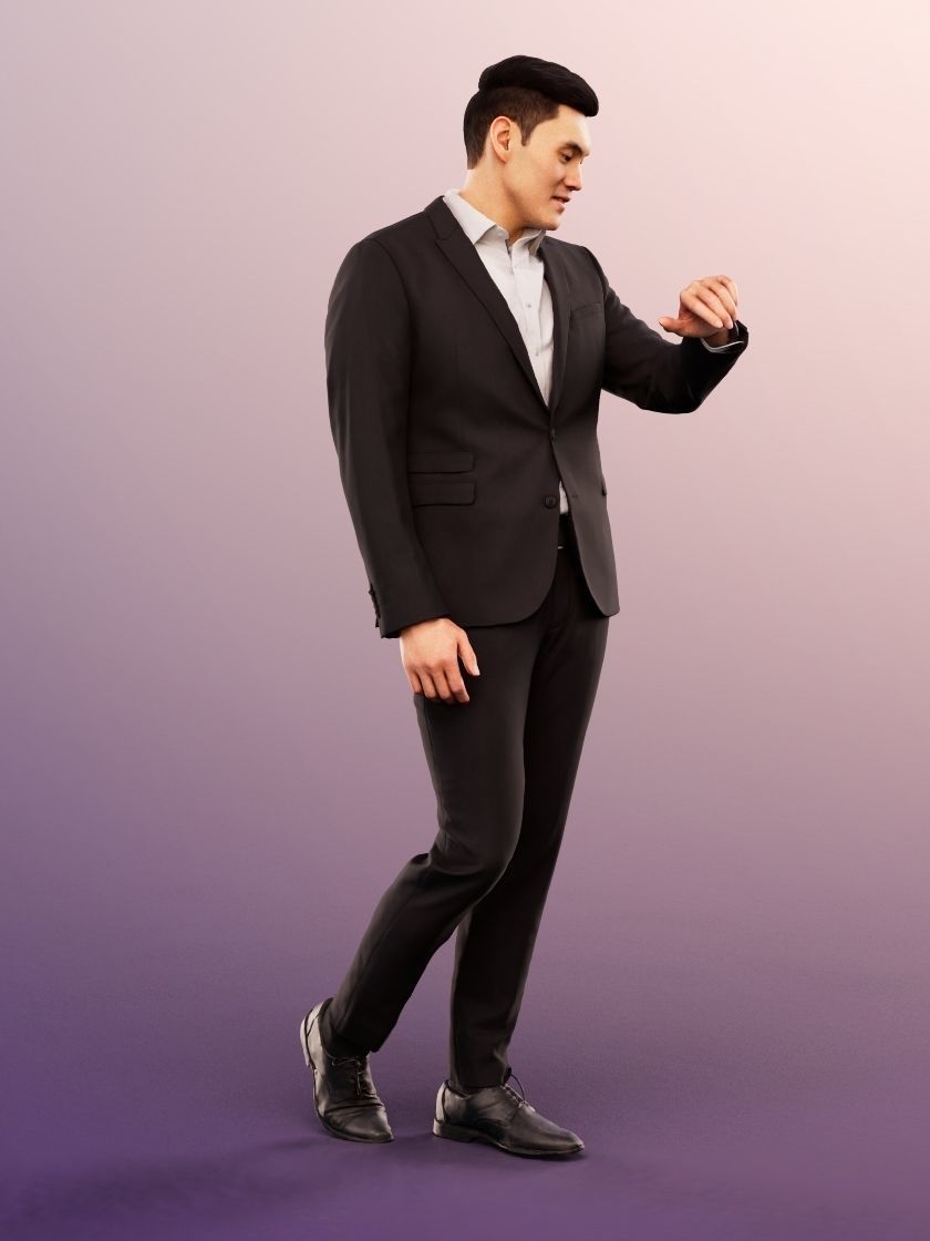 Karl 12692 - Standing Elegant Asian Man Watch Low-poly 3D model_3