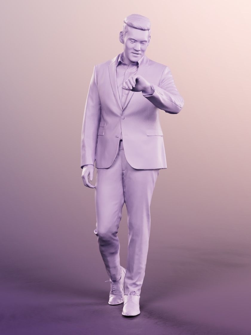 Karl 12692 - Standing Elegant Asian Man Watch Low-poly 3D model_4