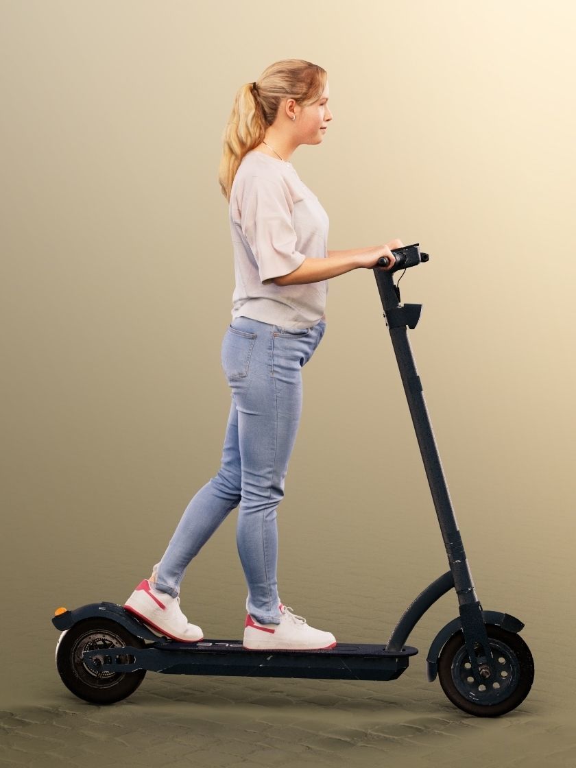 Tamara 12596 - Casual Girl Driving Scooter Low-poly 3D model_3