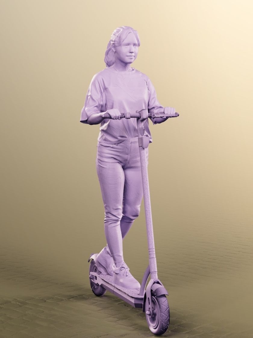 Tamara 12596 - Casual Girl Driving Scooter Low-poly 3D model_4