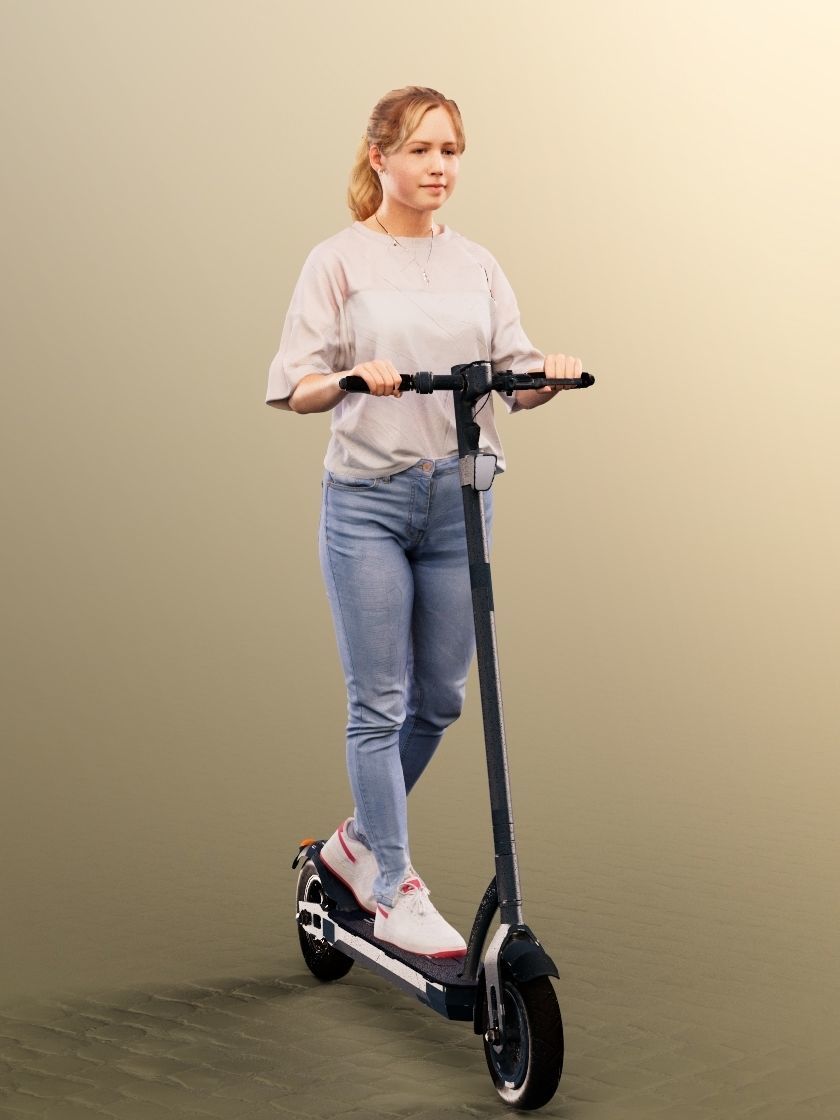 Tamara 12596 - Casual Girl Driving Scooter Low-poly 3D model_2