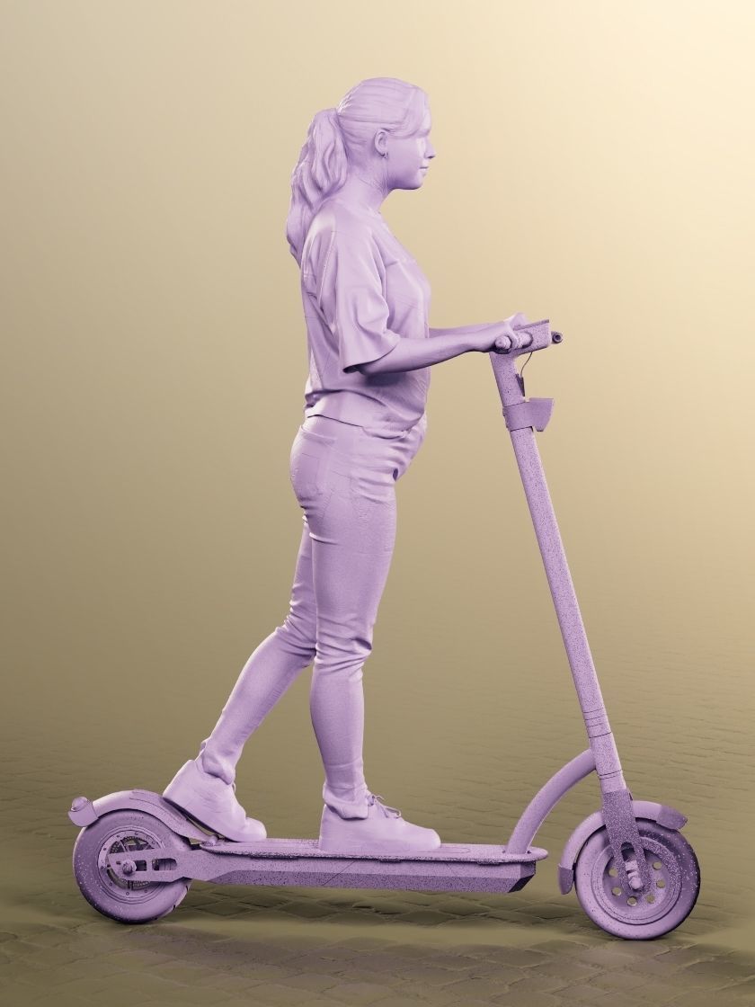 Tamara 12596 - Casual Girl Driving Scooter Low-poly 3D model_5