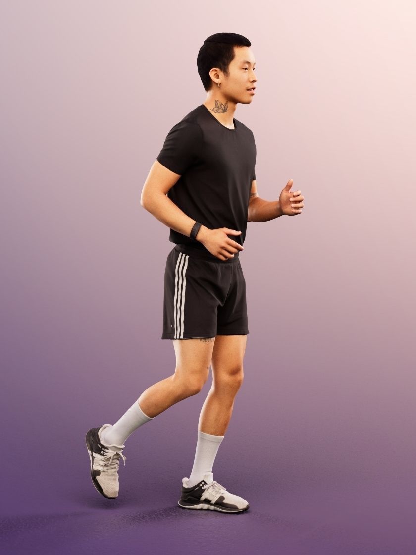 Henrik 12560 - Running Asian Man Low-poly 3D model_3